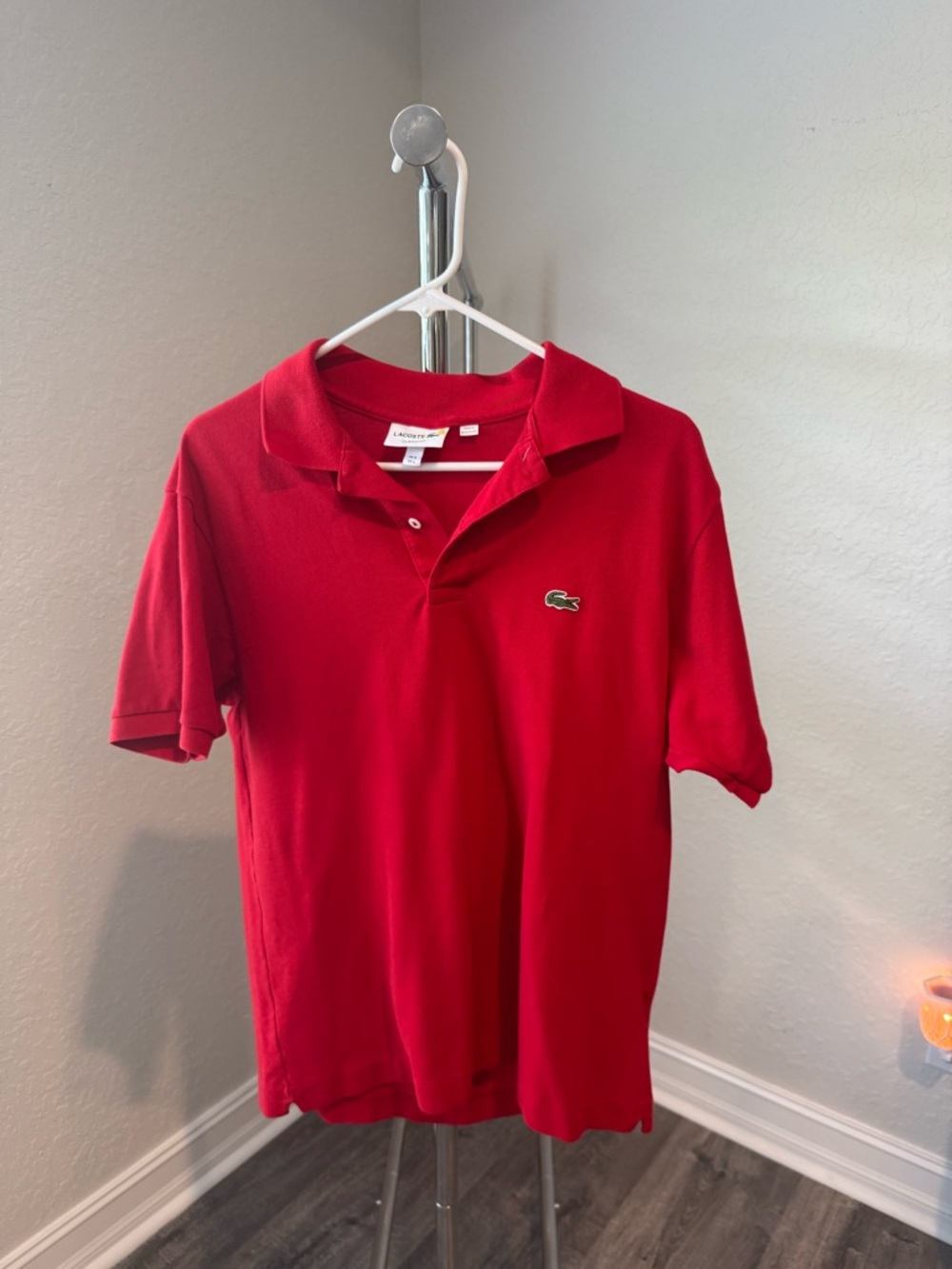 Lacoste  Red Short-Sleeve Polo with Crocodile Logo